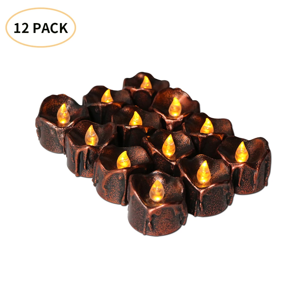 12/24pcs Creative LED Candle Light Plated Tear Battery Powered Halloween Christmas Wedding Birthday Party Decoration | Дом и сад