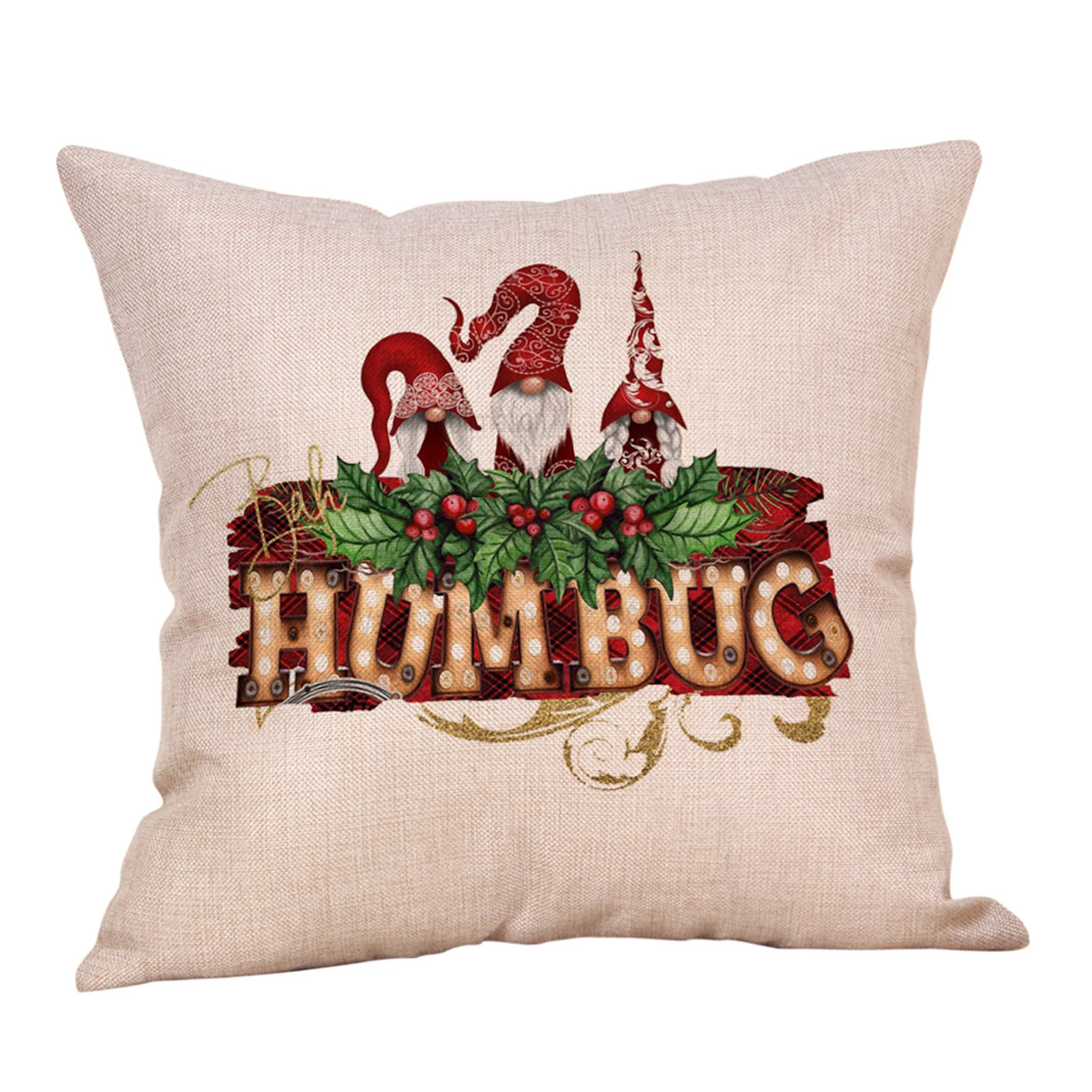 

Convenient Practical Stylish Multifunctional Christmas Gnome Design Pillow Case Cushion Cover Home Sofa Bed Car Cafe Decor