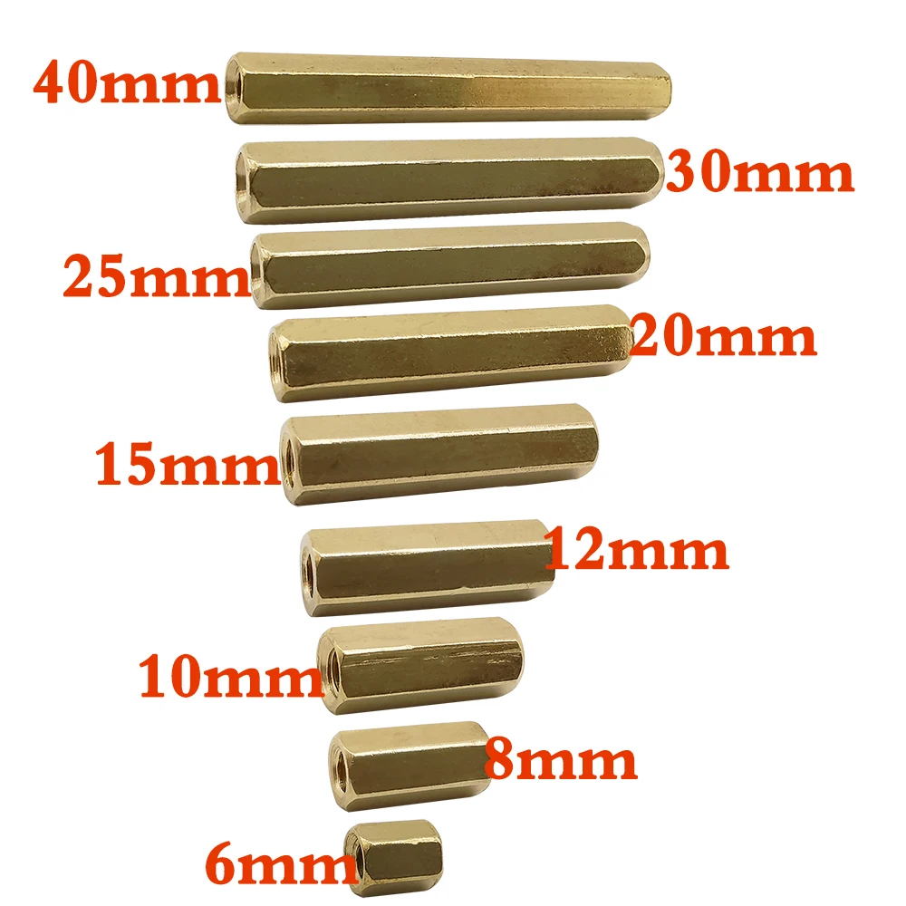 100 шт./лот M3 Внутренняя прокладка Шестигранная гайка шаговый винт латунная резьба