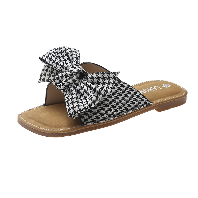 

2021 Flat Shoes Female Slippers Luxury Slides Summer New Fashion Women's Slippers Women Butterfly-Knot Soft Rome Shoes Zapatos