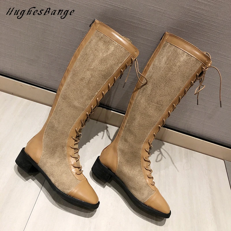 Обувь Martin женские зимние сапоги облегающие высокие коричневые до колена Модные