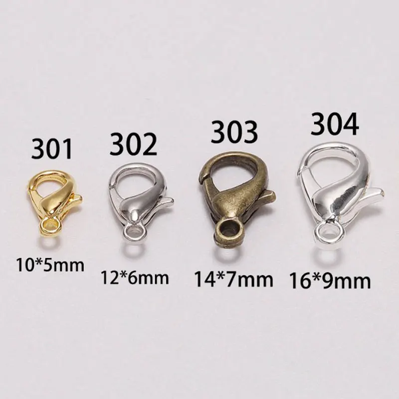 DIY застежка-карабин 100 шт./золото/черный/никель/серебро/бронза/ожерелье ювелирные