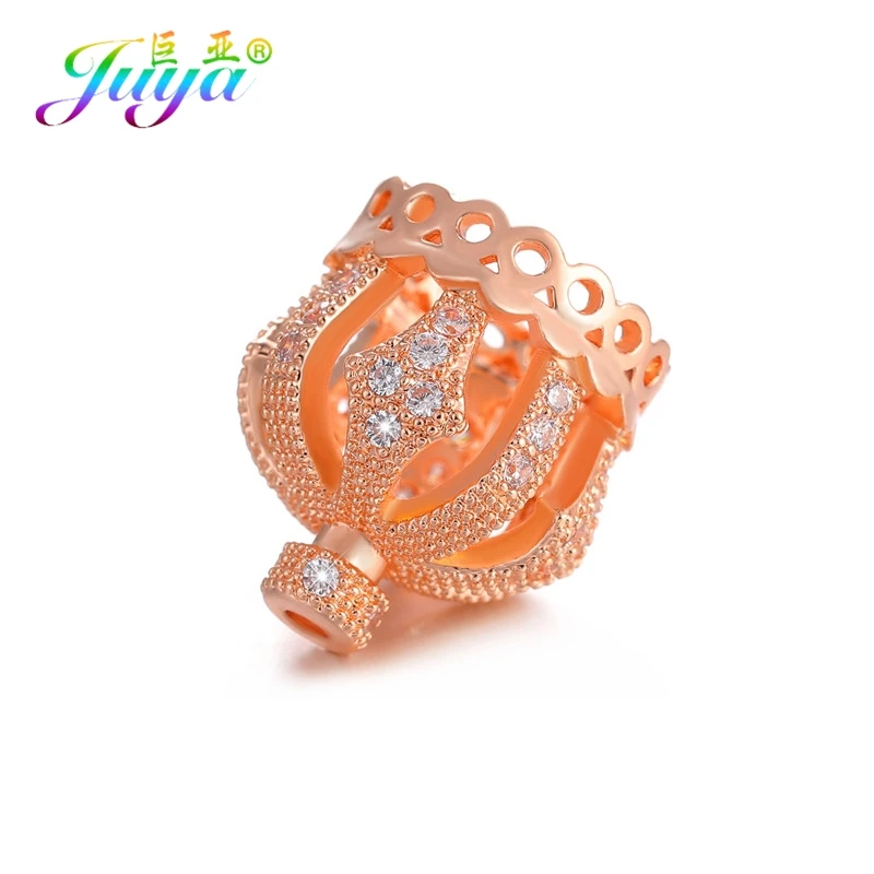 Juya DIY Ювелирная подвеска фурнитура Ali Moda Корона Бусины с кисточками колпачки аксессуары для модных сережек Изготовление ювелирных ожерелий - Цвет: Rose Gold