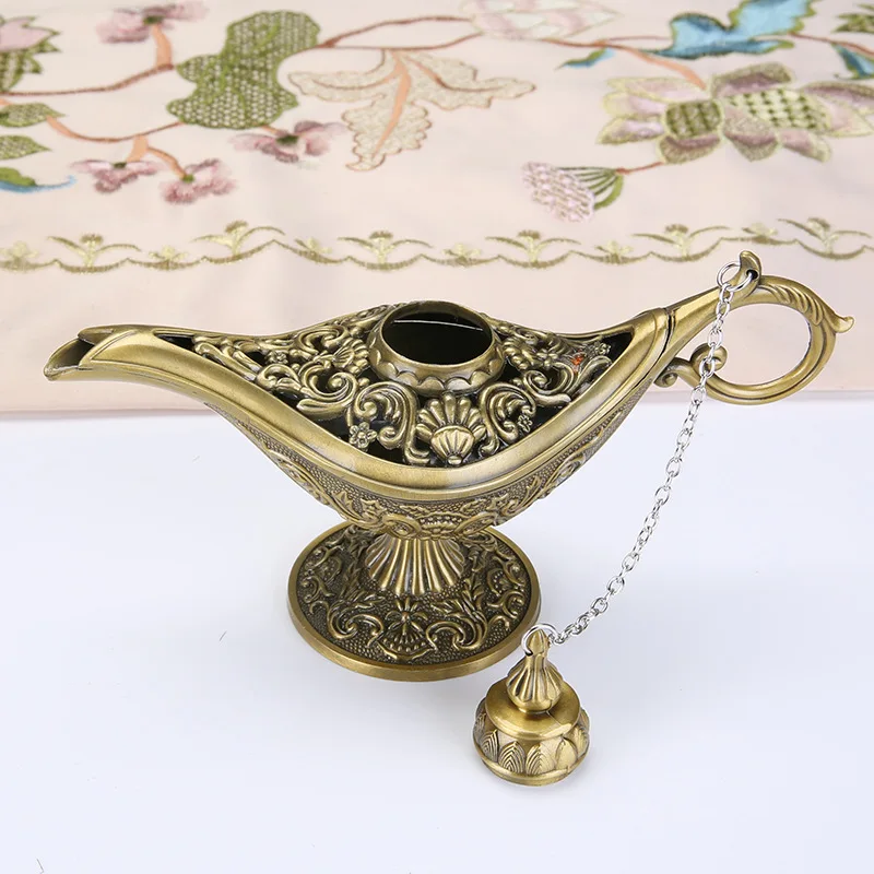 Middle East Aladin Lamp Figurine Magic Lamp Teapot Arab Home Decoration Accessories Gold Plated Enamel Metal Lamp Ornament