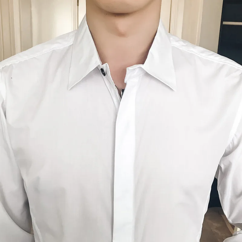 Новинка 2019 весенне-осенние хлопковые нарядные рубашки высокое качество мужская