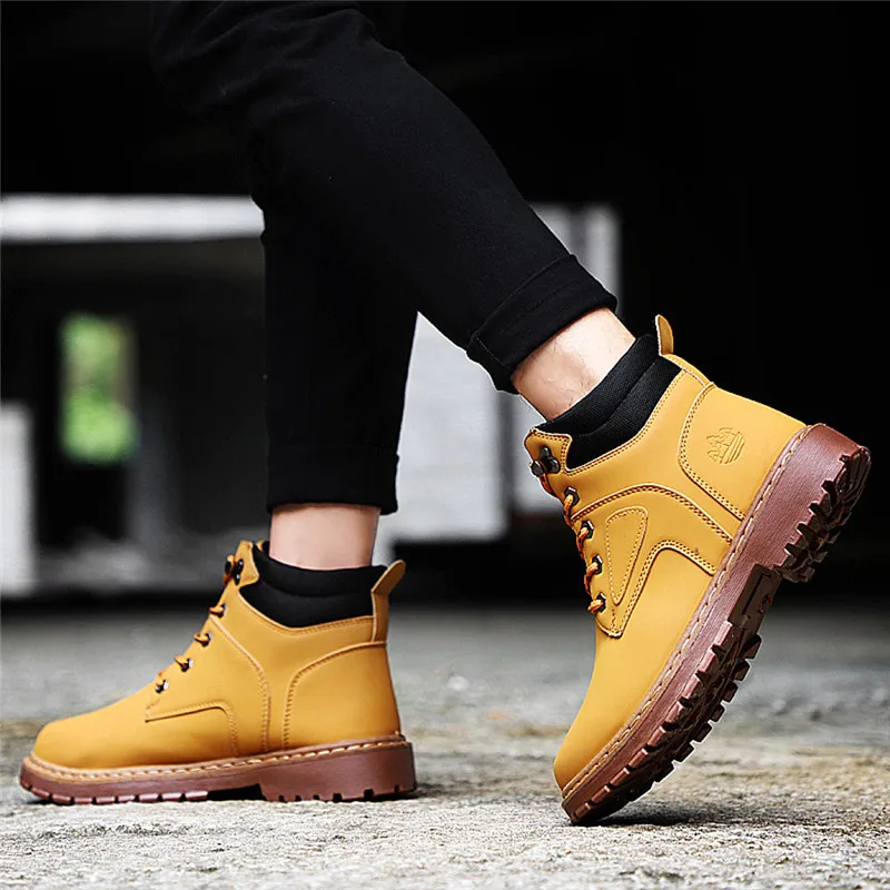 Мужские ботинки большие размеры Мужская обувь в стиле ретро британском chaussure homme Cuir нескользящие