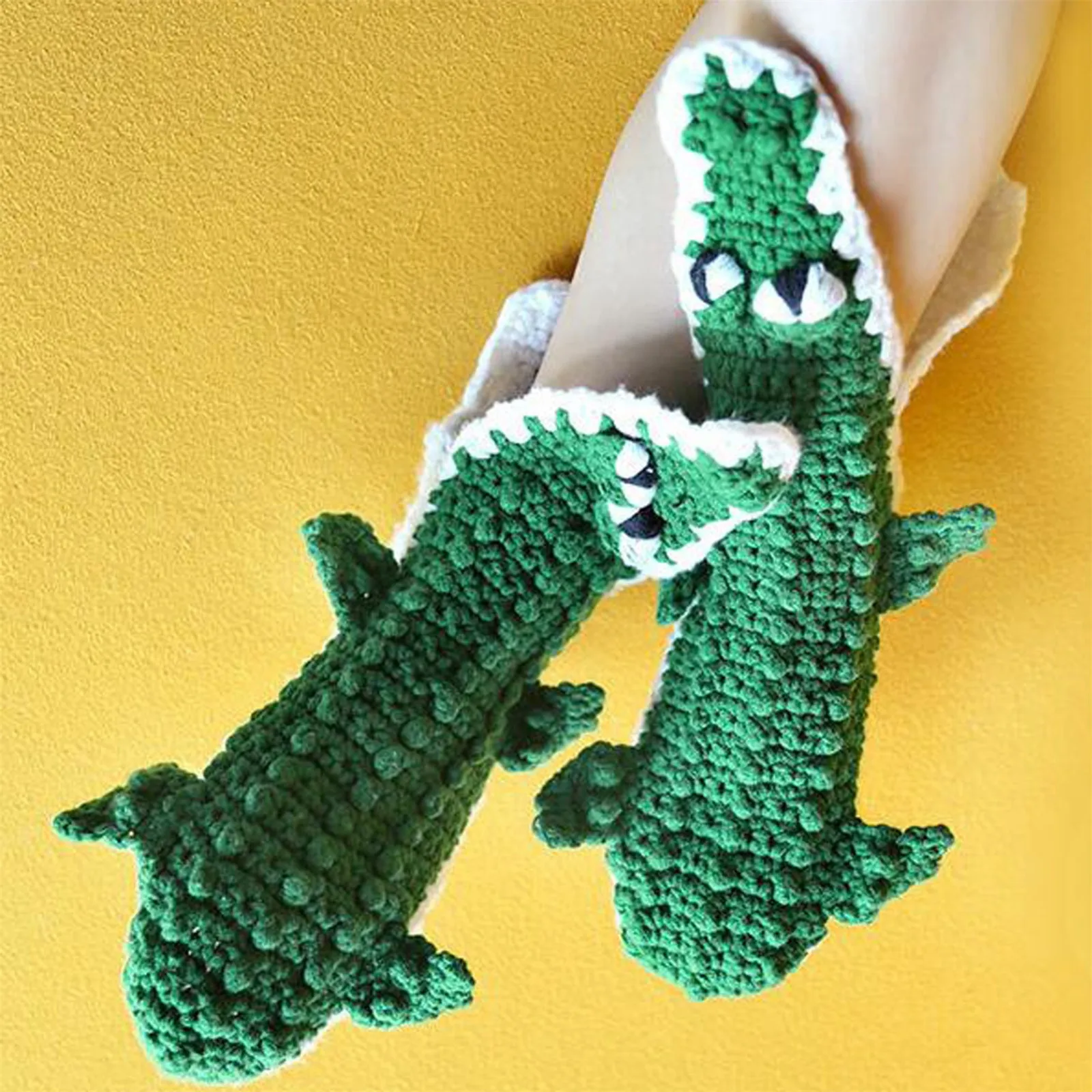 

Новогодний подарок, вязаные крокодиловые носки, необычный дизайн, Необычные Современные вязаные носки с животными, чудесные носки с аллига...