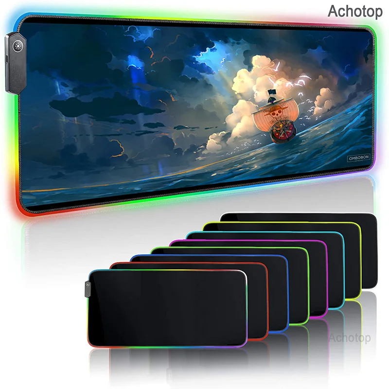 

One piec Anime Mouse Pad Gamer Anime RGB Large Computer Desk Mousemat Led Backlight Keyboard Mat Gaming Accessories Mousepad XXL