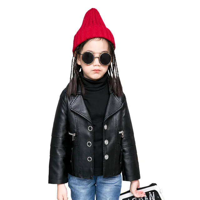 

Girls Leather Clothing High Quality Lapel Toddler Girls Jacket Kids Clothes 3 4 5 6 7 Years Children Leather Coats Spring Autumn