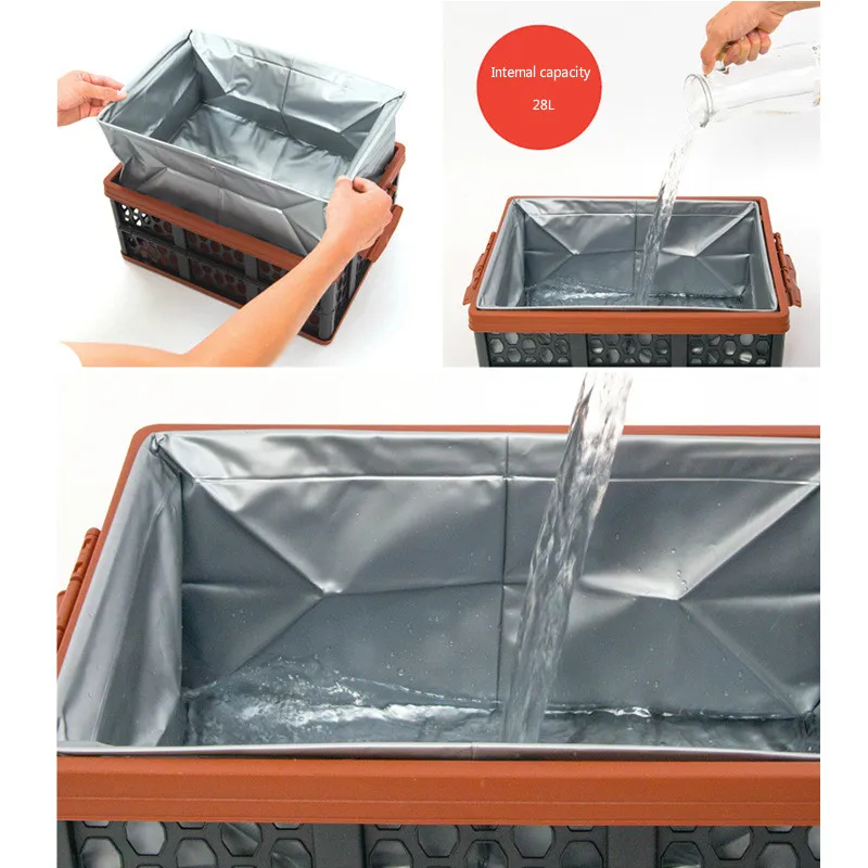 28L универсальныe для использования в походных условиях складной бак безопасности коробка портативное ведро стол для пикника Автомобильная пластиковая корзина