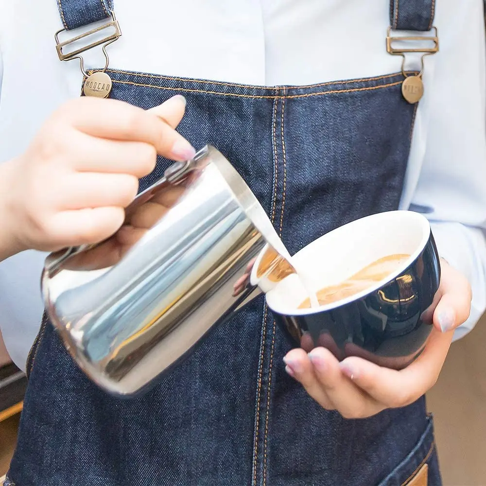 

Espresso Steaming Pitcher with Thermometer with Coffee Tamper Stirring Needle with Solid Wood Handle