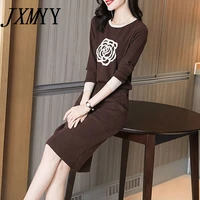 jxmyy 2021 autumn new french womens fashion temperament casual long sleeved sweater knitted two piece suit skirt