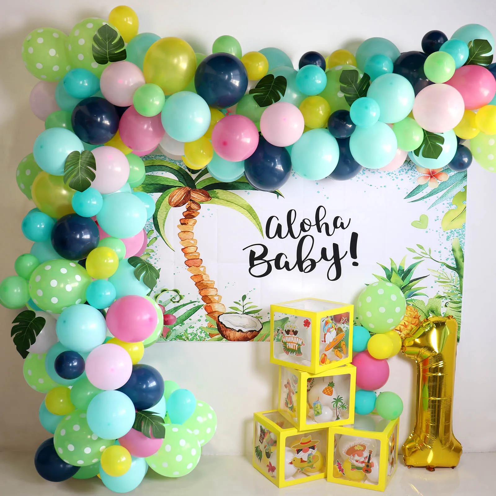 

Тропический гавайский шар, цепочка, летнее украшение для дня рождения, для детей, воздушные шары-гирлянды, арочный комплект