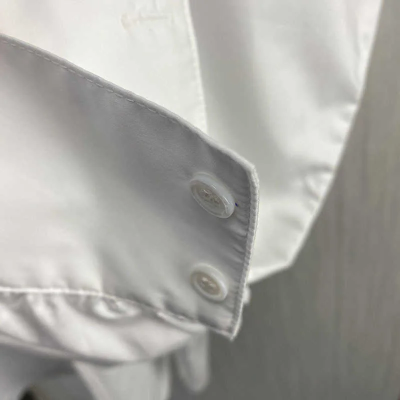 

DEAT Women White All-match Blouse New Stand Collar Puff Sleeve Loose Fit Shirt Fashion Casual Tide Autumn Winter 2021 3D1691