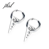 jhsl trendy small men hoop earrings silver color stainless steel high quality fashion jewelry dropship