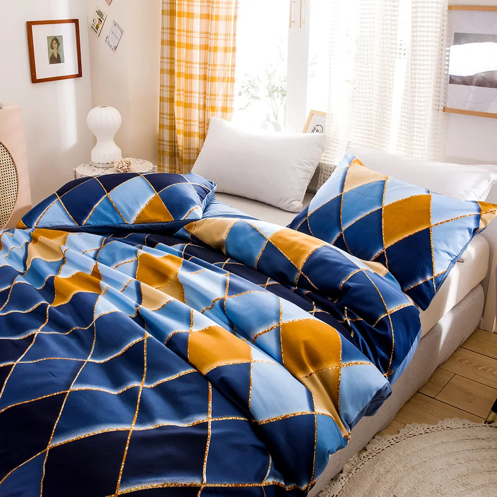 

Geometric Lattice Rhombus Print Bedding Sets Duvet Linens Sheet Duvet Cover 260x230 Sheet Bedding LinensSingle Bed Sheet