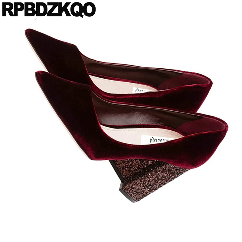 насосы 2019 подиум Красное вино бархат высшее качество роскошь Дизайнерская