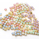 100 шт. 6 мм опал цвета смолы пришивать Стразы Смешанные причудливые с золотомсеребром коготь опал шитье Стразы DIY платье стразы A125