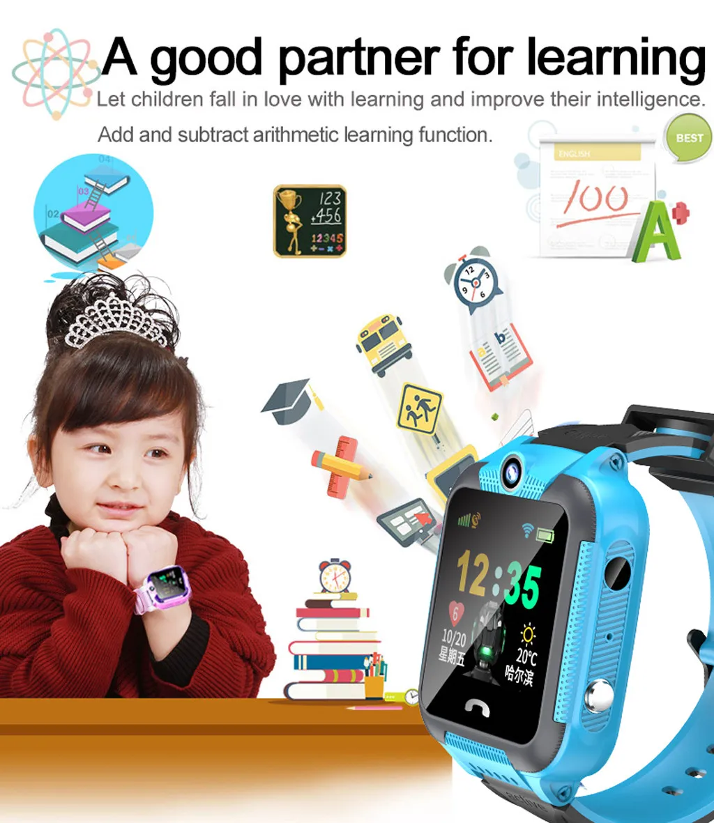 Рождественские анти потерянные умные часы LBS трекер SOS Вызов GSM SIM рождественские