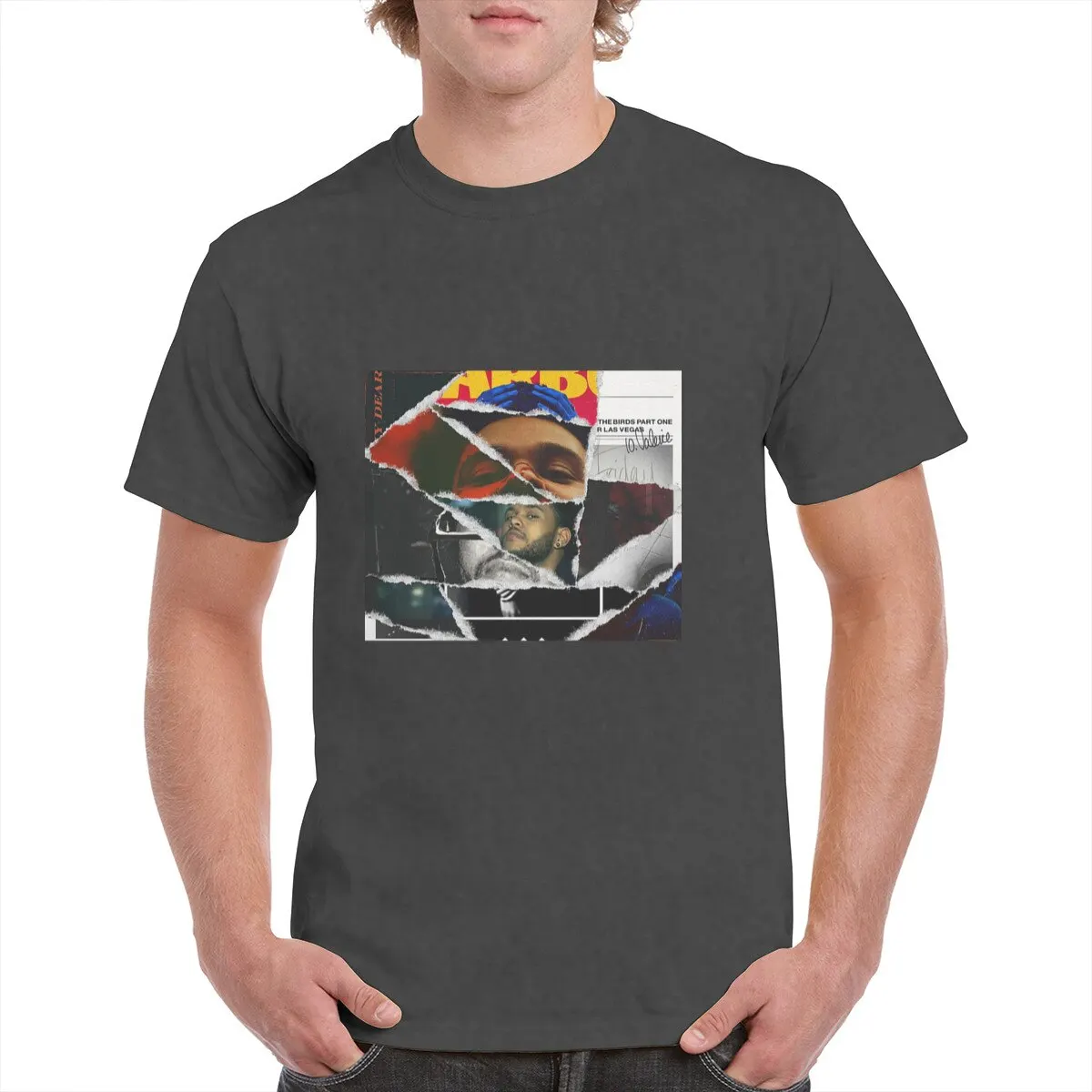 

100% Cotton The Weeknd Collage Tops t shirt Unisex Music Blinding Lights Graphics Multicolor T-Shirt Female/Man
