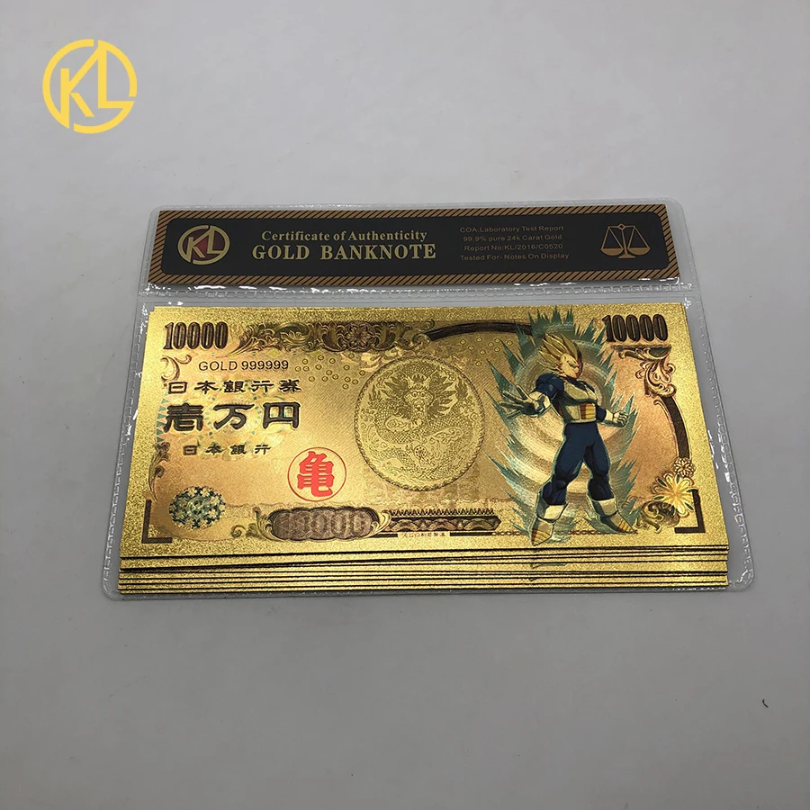5 шт. или 10 шт./лот, японский dragon ball z Master Roshi 10000 Yen, Золотые пластиковые банкноты для детской классической коллекции памяти - Цвет: Dragon Ball7-COA