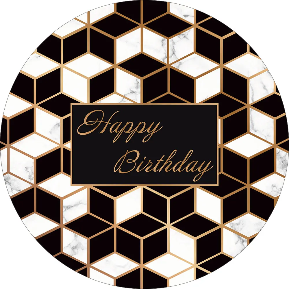 Круглая мозаика Funnytree с мраморным рисунком для дня рождения черного и белого