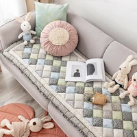 korean sofa cushion plaid carpet anti slip rugs thicken cushion for living room decor seat cushion tatami mat chausub