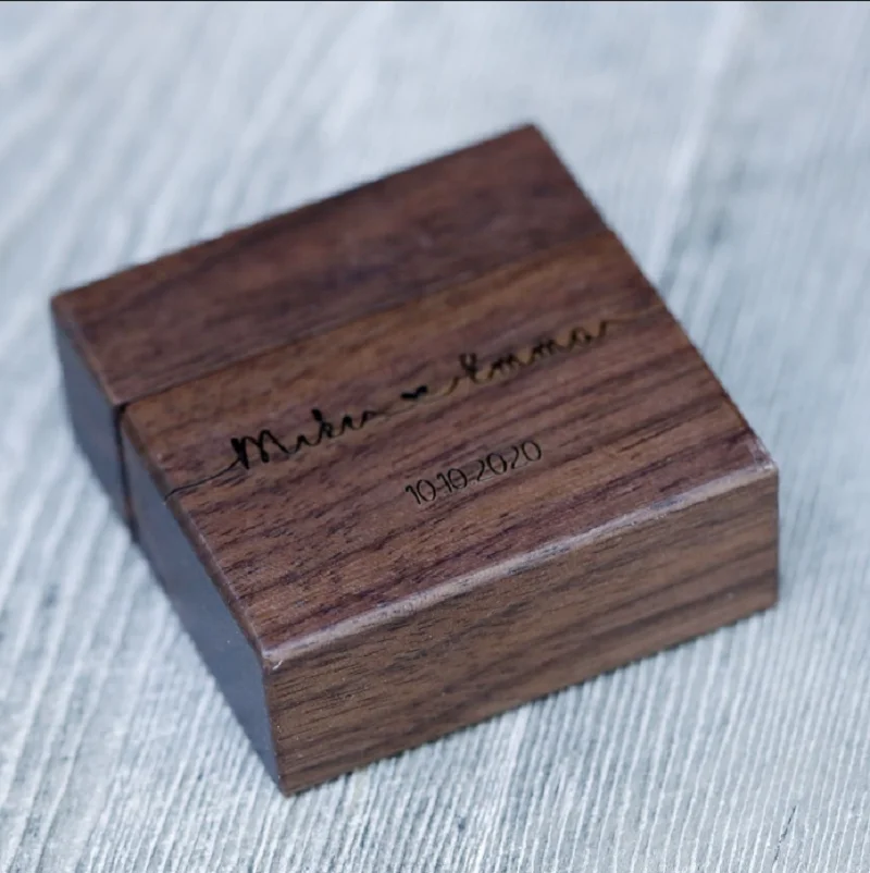 Персонализированная Коробка для обручального кольца ореховая коробка