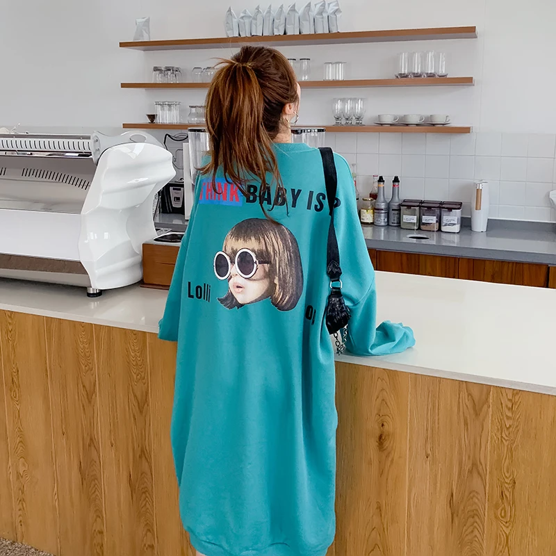 

Oversized Pullovers Sweatshirt Skirts For Women Fashion Plus Sized Letter Print Street Solid Casual Female Loose Hoody Ins 2021
