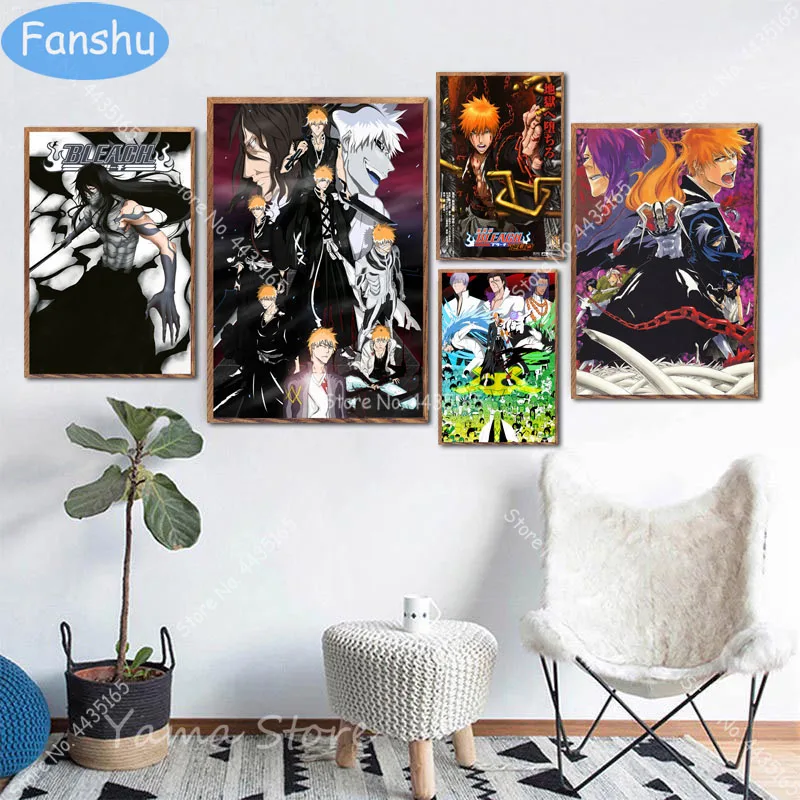 Плакат Bleach японское аниме Kurosaki Ichigo холст постеры и принты Настенная картина для