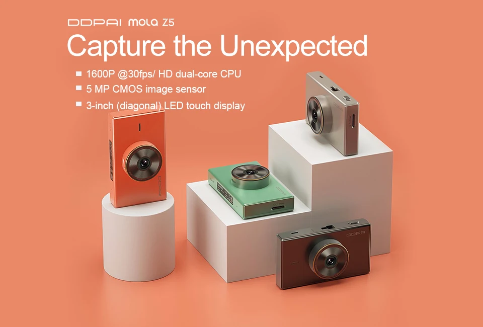 Автомобильный видеорегистратор Xiaomi Mijia DDPai mola Z5 DVR 1600P UHD F1.8 HiSilicon 24H монитор парковки 3 дюйма ips сенсорный экран приложение wifi