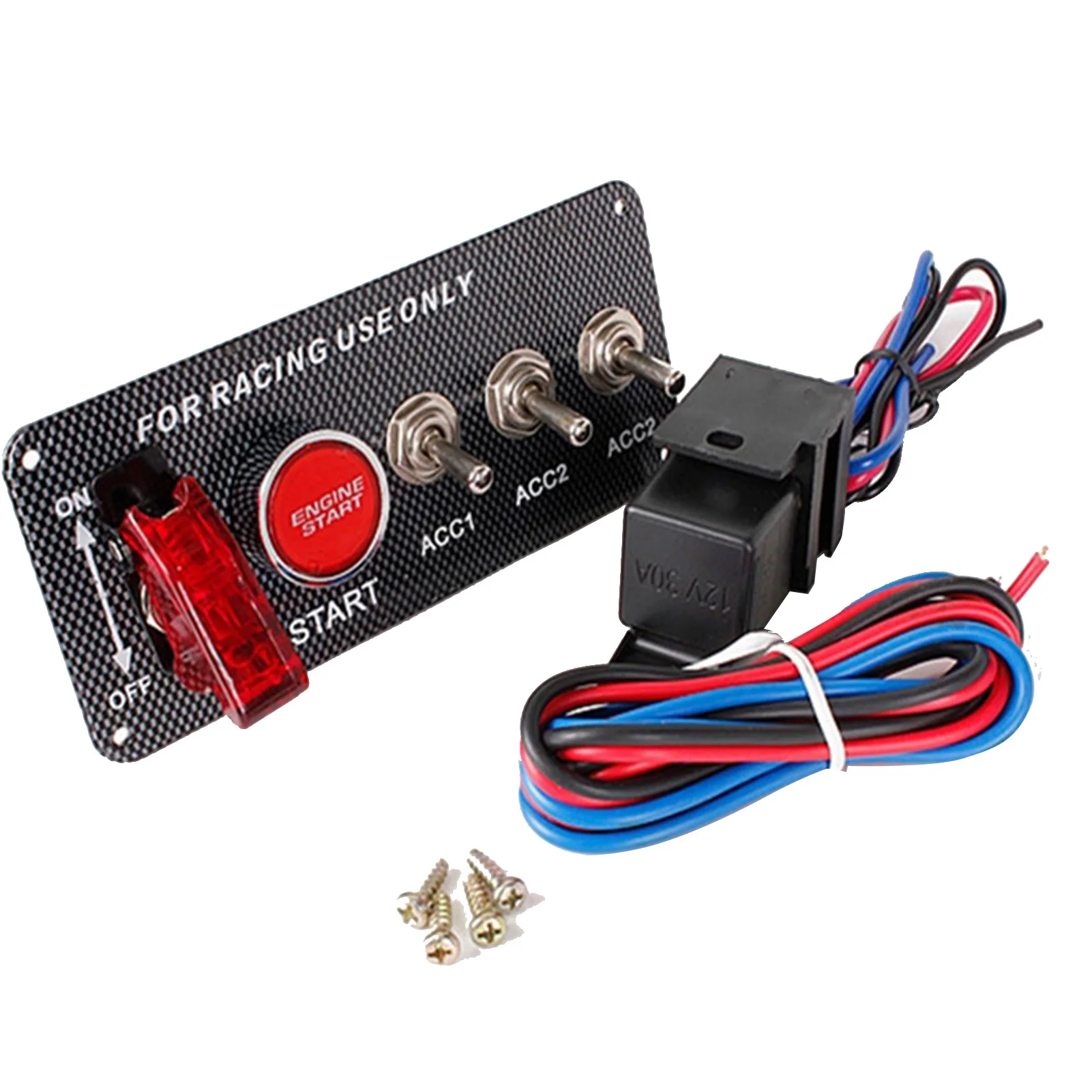 

Автомобильные аксессуары из углеродного волокна, светодиодный переключатель для гоночного автомобиля, кнопка запуска двигателя, 12 В, Свето...