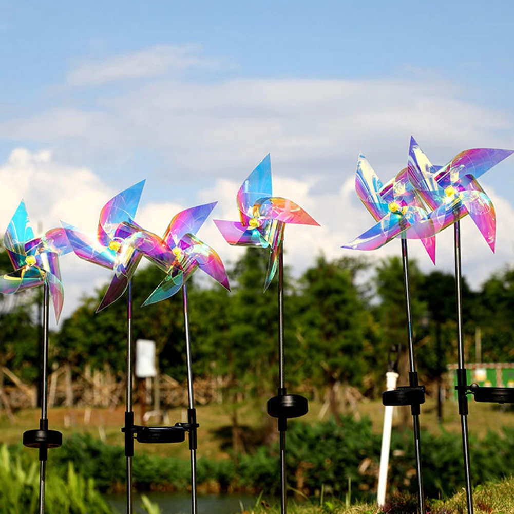 저렴한 2pcs 태양 LED 정원 빛 다채로운 풍차 통로 램프 마당 잔디 안뜰에 대 한 야외 마당 장식 풍경 조명