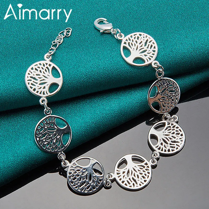 

Aimarry 925 Sterling Silver Tree Of Life Circle Bracelet For Women Party Engagement Wedding Gifts Fashion Jewelry