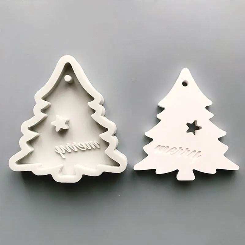 

FUNBAKY Christmas Decoration Tree Bells Snowflake Candle Mold Handmade Aromatherapy Plaster Silicone Mold Xmas Accessories