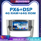 Автомобильный DVD-плеер PX6 IPS DSP 4 Гб ОЗУ + 64 Гб ПЗУ Android 10,0 Wifi GPS карта Bluetooth 5,0 Авторадио для Toyota Avalon 2011 2012 2013