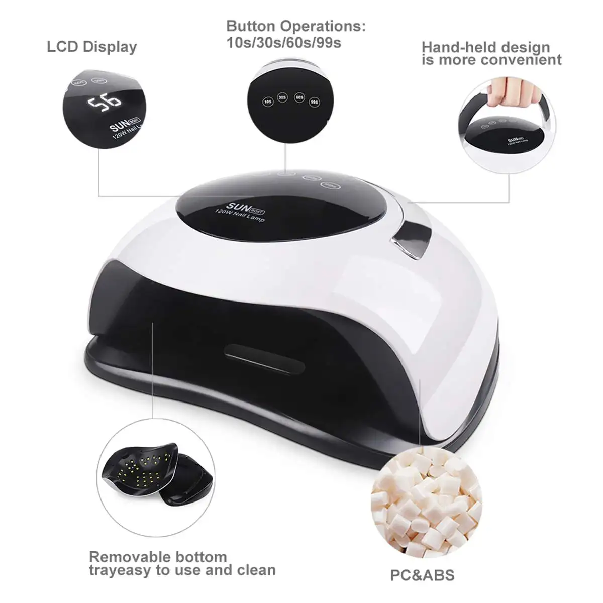 120W High Power Nail Dryer Fast Speed Gel Light Nail Lamp LED UV Lamps For All Kinds of Gel With Timer And Smart Sensor 36LEDs