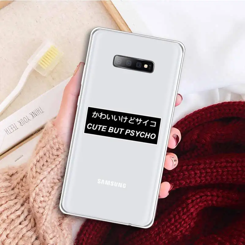 

Japanese text letter Phone Case Transparent For Samsung Galaxy A 71 21s S note 8 9 10 plus 20 ultra high quality universal cover