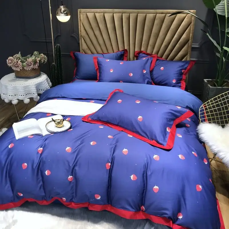 Постельное белье J 2020 синее в стиле принцессы Комплект постельного белья из
