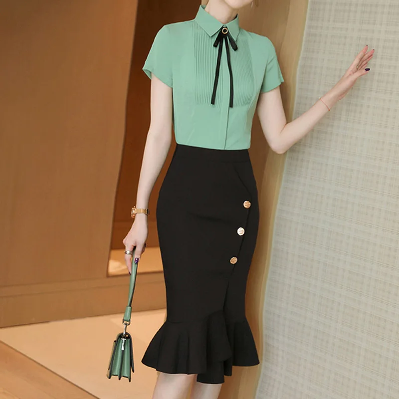 Женские Профессиональные рубашки и блузки с коротким рукавом Офисная Женская