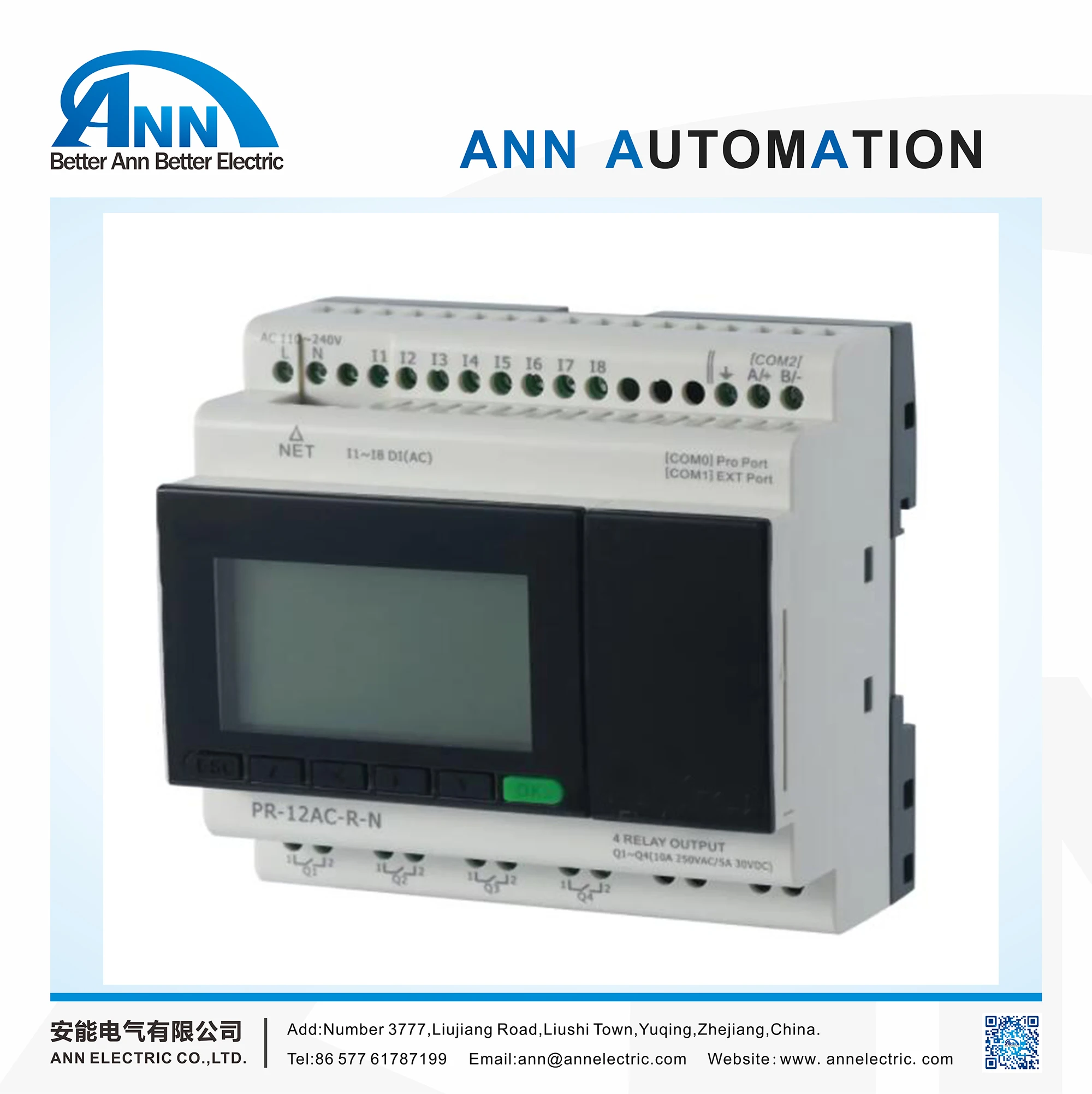PR 12AC R N с ЖК дисплеем без кабеля AC 110 240 В 8 (I1 I8) 4 реле вывода Micro PLC умное