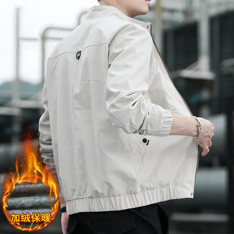 

Men's Jacket Spring, Autumn and Winter Fashion Casual Trend Korean Version of The New Plus Velvet To Keep Warm Mens Clothing