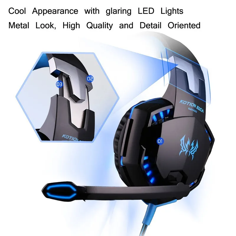 Компьютерные Стерео Игровые наушники Kotion EACH G2000 Best casque Deep Bass гарнитура с