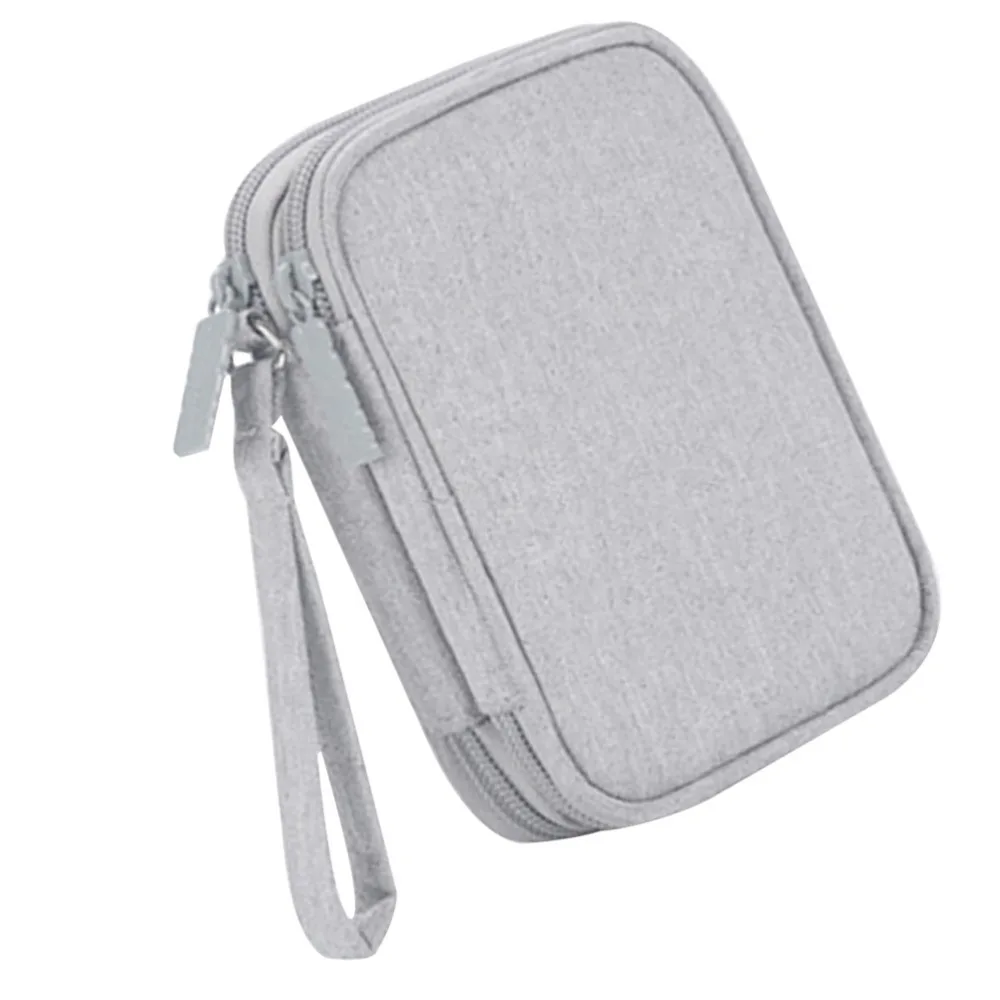 

1 Pc Data Cable Storage Pouch Nylon Stationery Storage Container (Grey,)