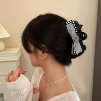 contracted studded black and white case grain grasp clip hair sweet bowknot hairpin head dish shark clip hair accessories