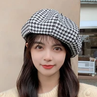 2021new beret hat for women fashion spring berets british style casual girls newsboy hat lady houndstooth autumn hats female cap
