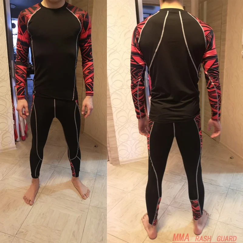 Men Thermal underwear Winter long johns Compression Fitness tights MMA Sportswear Tracksuits Male Quick dry Sweat jogger suit