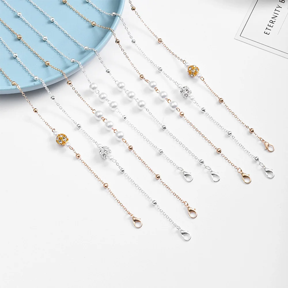 

Imitation Pearl Eyeglass Chain Crystal Bead Reading Glasses Hanging Chain Spectacles Eyewear Chain Holder Cord Lanyard