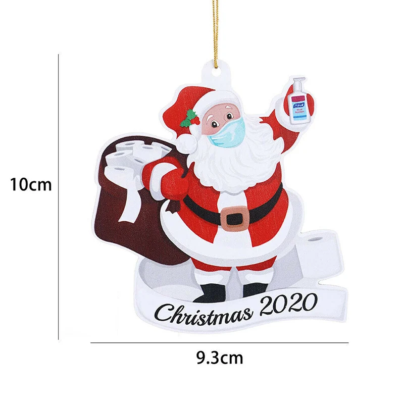 

Hot Sale Christmas Ornament Doll Snowman Tree Pendant Crafts With Rope Distancing Santa Claus With Mask Decoration