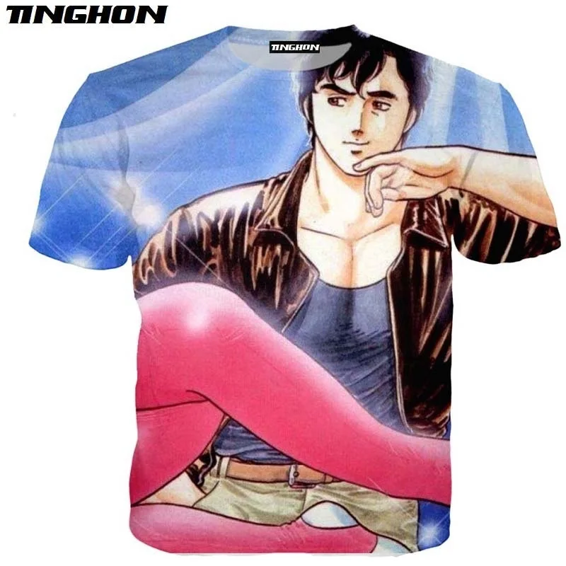 Женская летняя футболка с коротким рукавом в стиле аниме Город охотника | Мужская